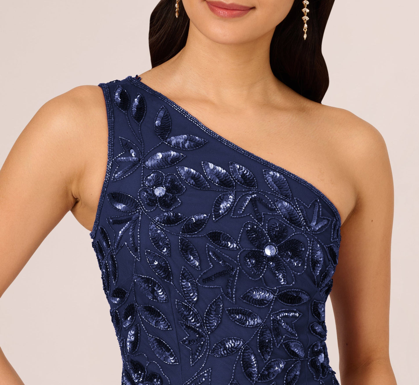 Adrianna Papell AP1E211498 Floral Beaded Long Mermaid Gown
