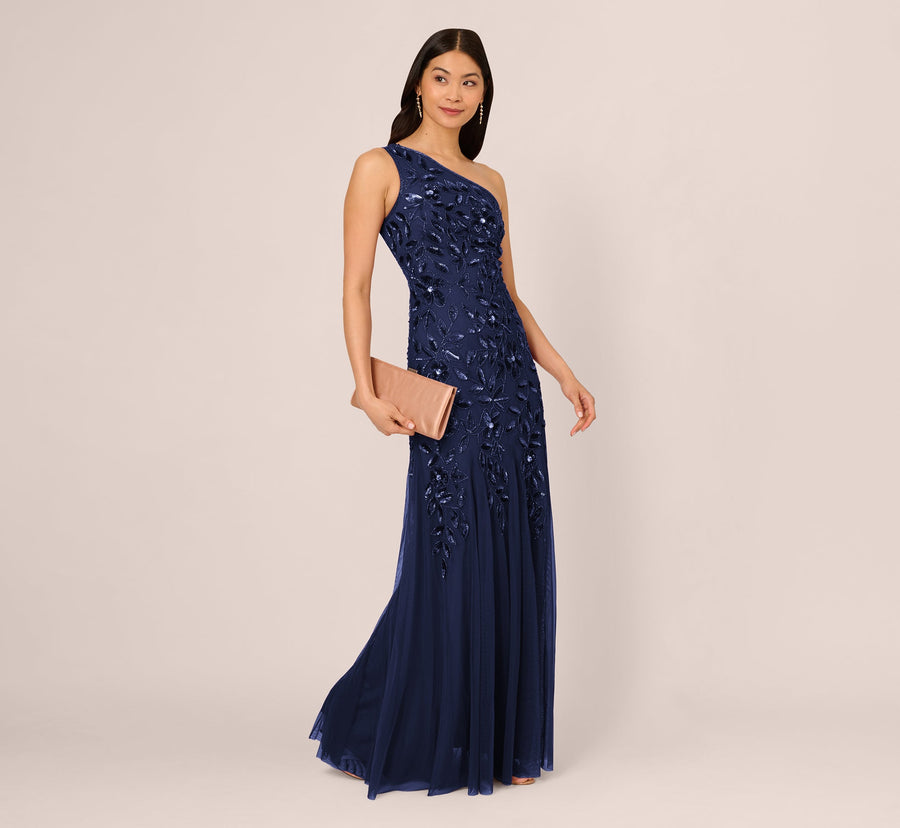 Adrianna Papell AP1E211498 Floral Beaded Long Mermaid Gown