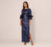 V-Neck Floor-Length Sequin Evening Mermaid Adrianna Papell AP1E211563