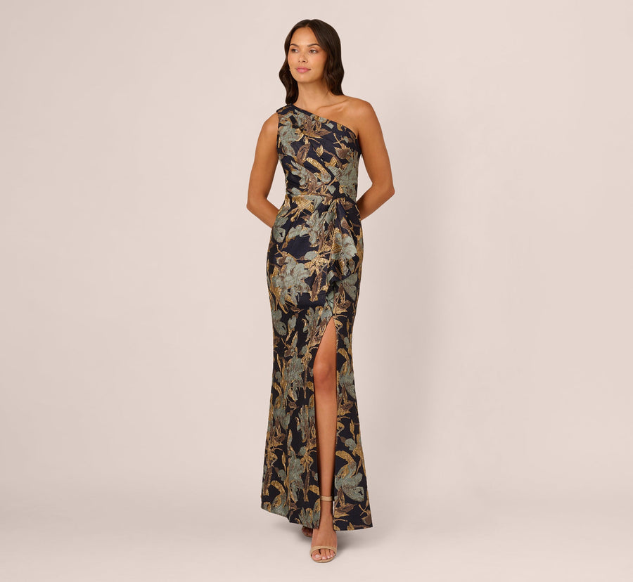 One Shoulder Jacquard Dress