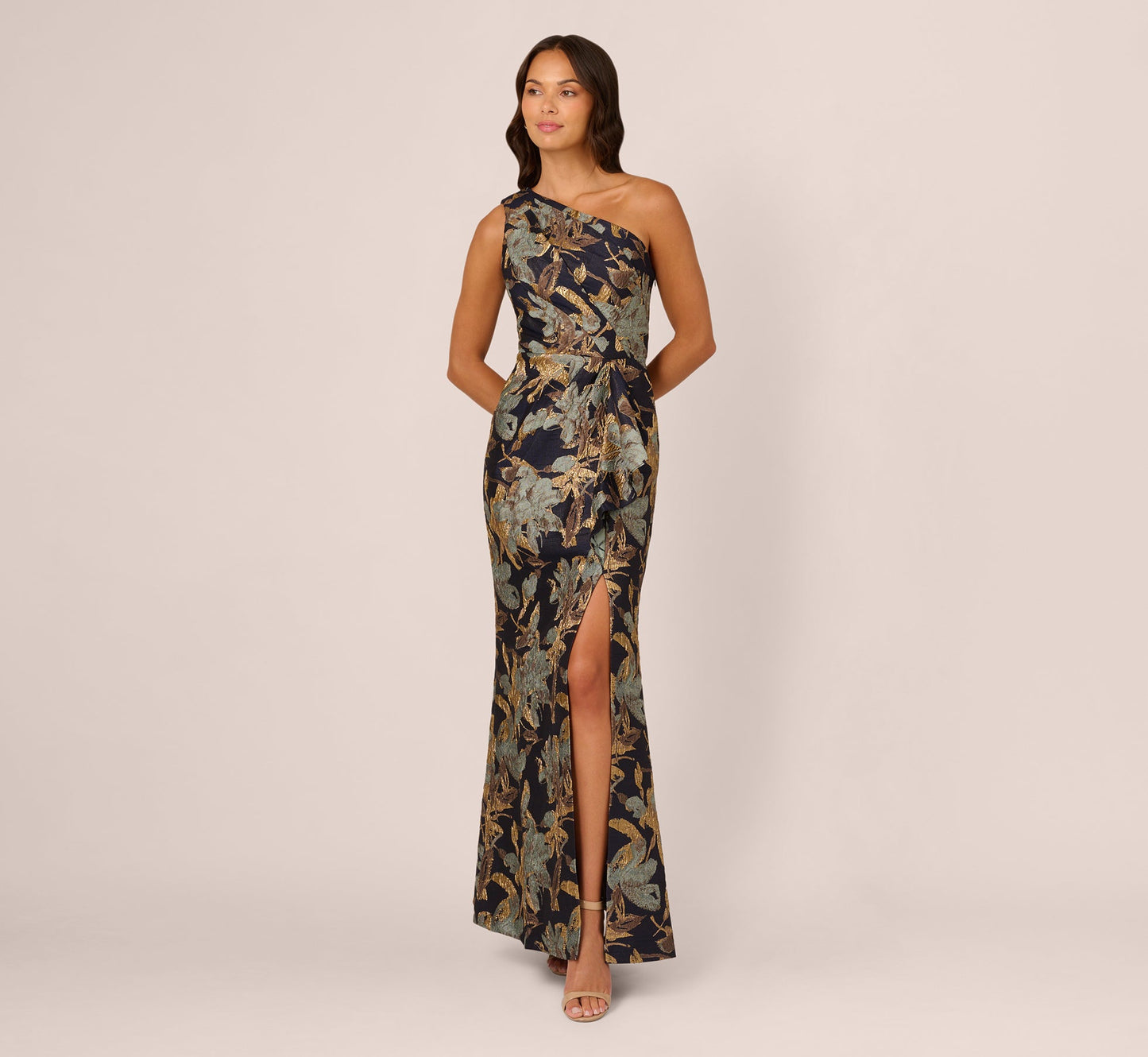 One Shoulder Jacquard Dress