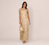 Adrianna Papell AP1E211758 Champagne cap sleeve embroidered gown