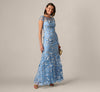Cap Sleeve Floral Embroidered Illusion Godet Gown Adrianna Papell AP1E211758 Wholesale