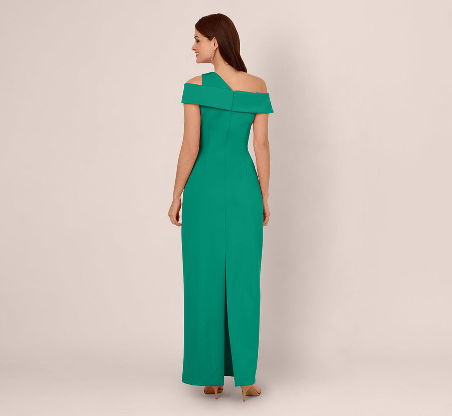 Off-the-Shoulder Floor-Length Scuba Formal Sheath/Column Adrianna Papell AP1E211847