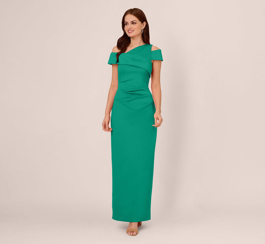 Off-the-Shoulder Floor-Length Scuba Formal Sheath/Column Adrianna Papell AP1E211847