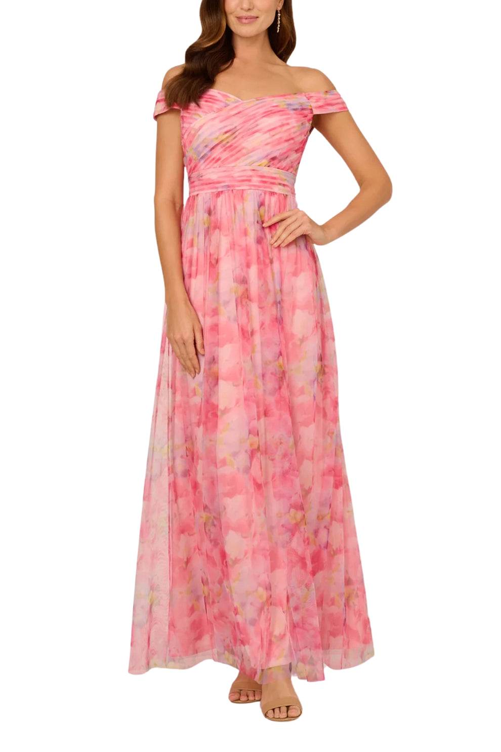 Formal Dresses Long Formal A Line Floral Printed Prom Dress Wholesale Pink Multi