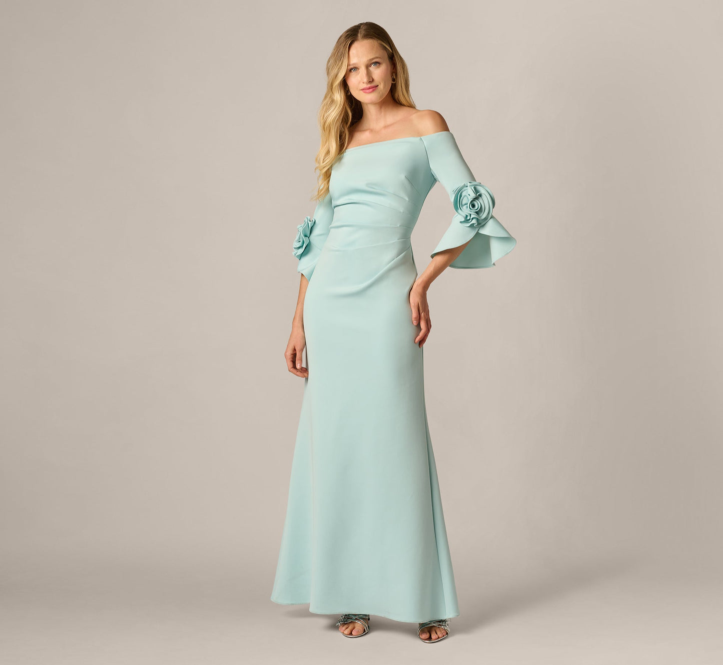 Off-the-Shoulder Floor-Length Scuba Formal Mermaid Adrianna Papell AP1E211975