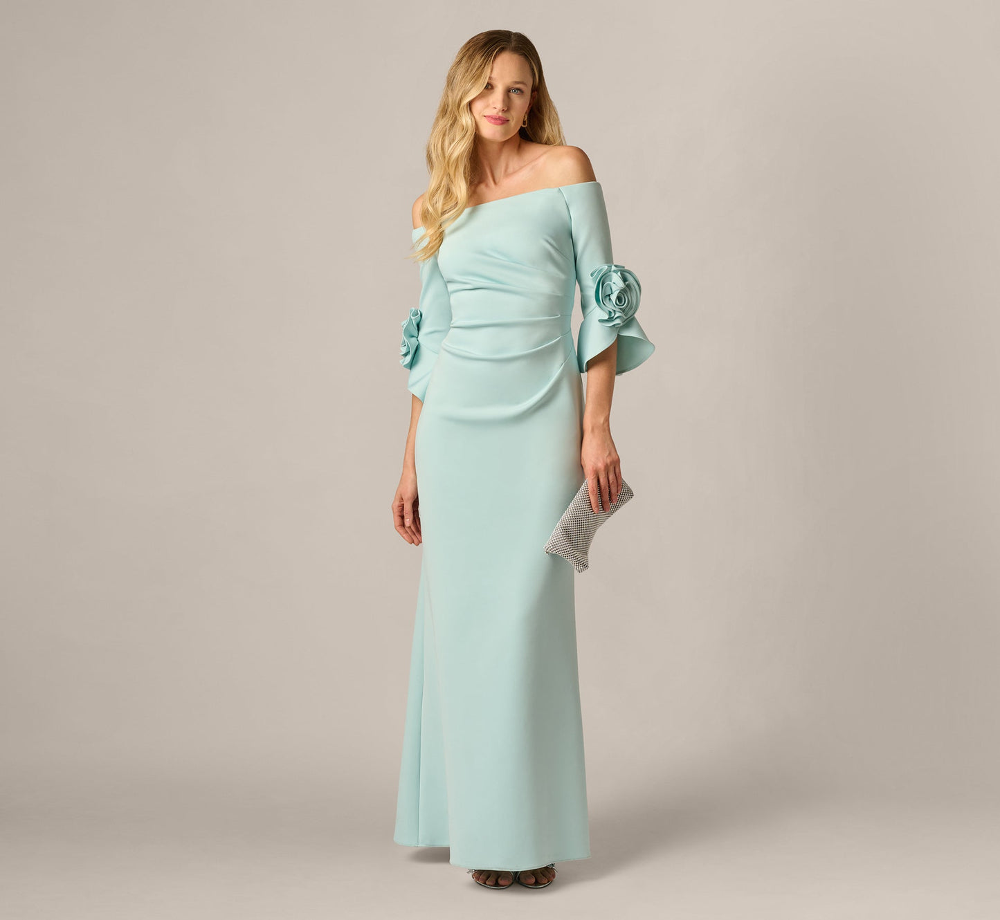 Off-the-Shoulder Floor-Length Scuba Formal Mermaid Adrianna Papell AP1E211975