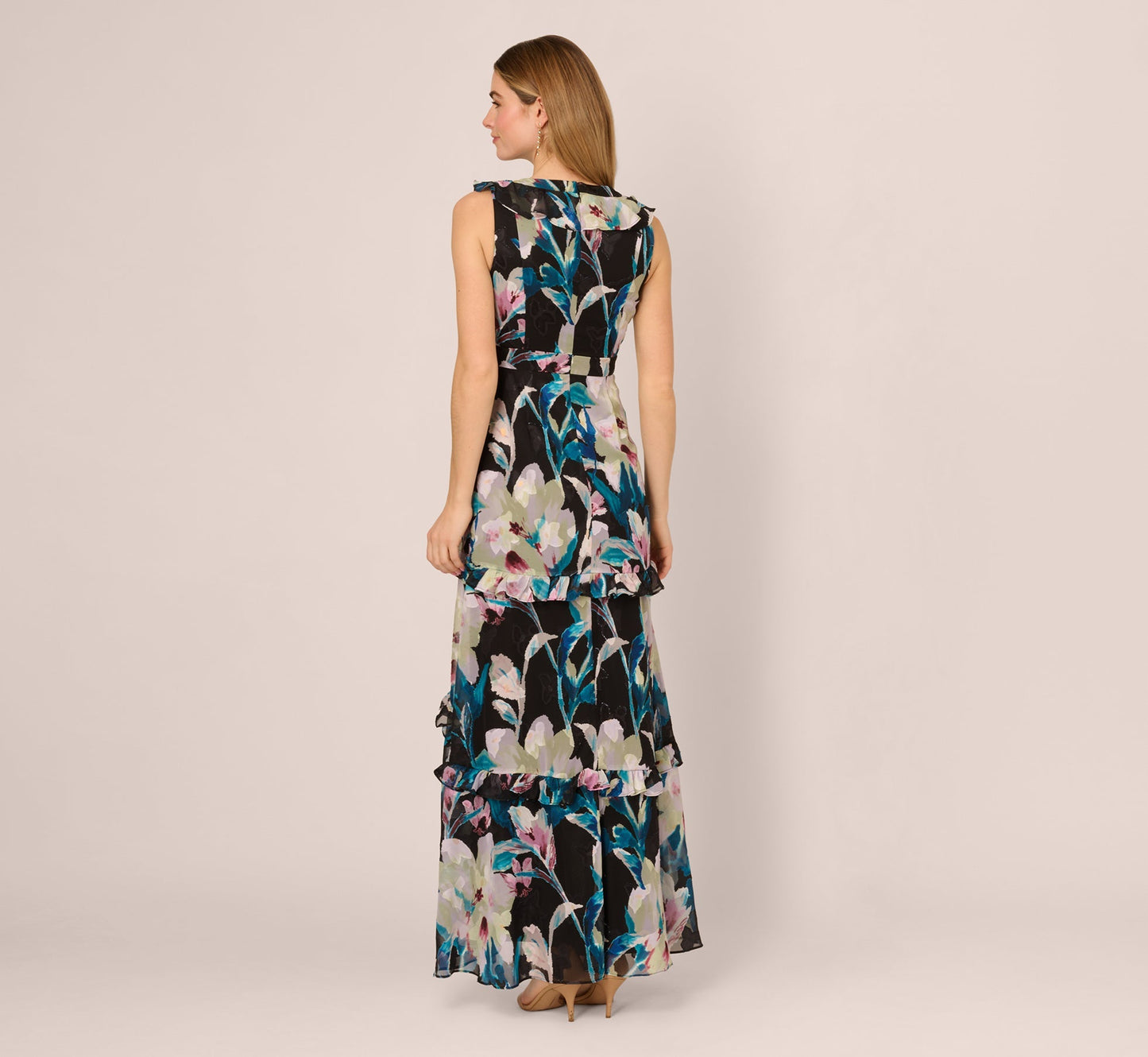 V-Neck Floor-Length Chiffon Occasion Fit & Flare Adrianna Papell AP1E212185