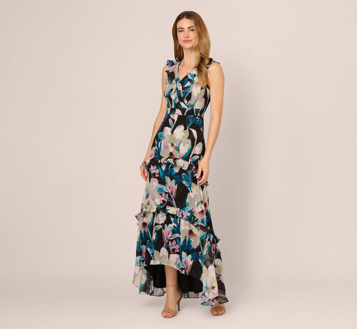 V-Neck Floor-Length Chiffon Occasion Fit & Flare Adrianna Papell AP1E212185