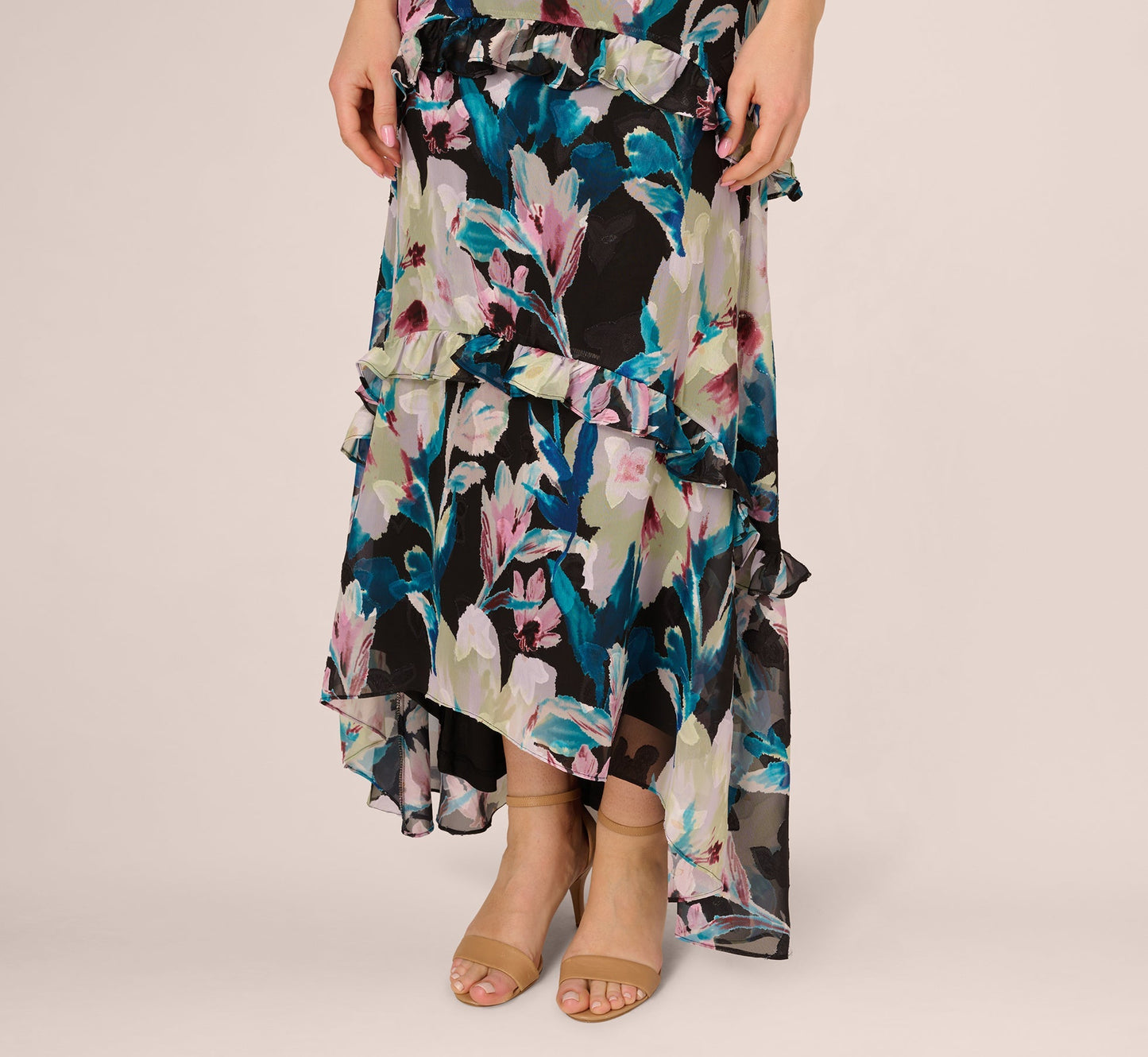 V-Neck Floor-Length Chiffon Occasion Fit & Flare Adrianna Papell AP1E212185