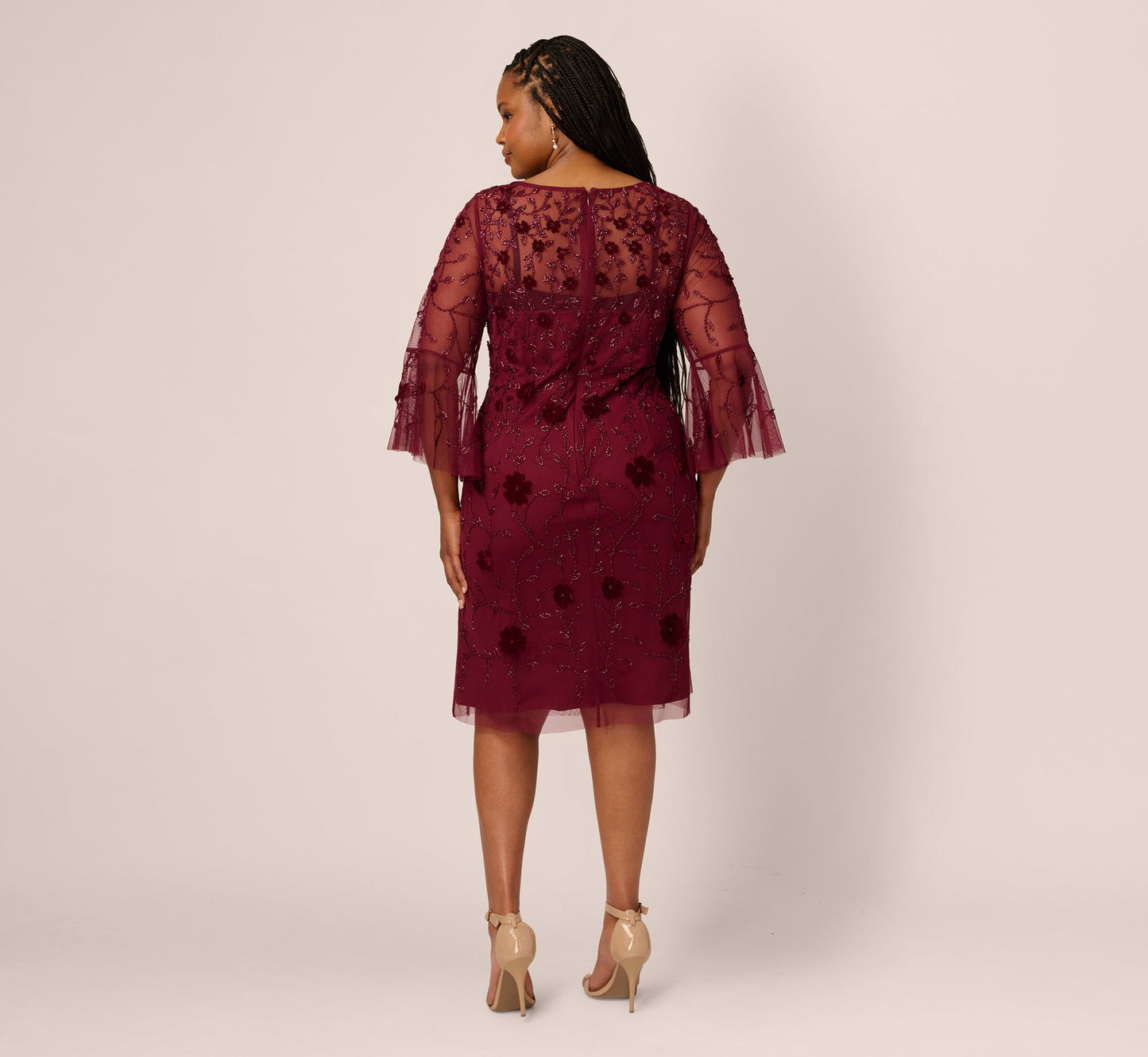 Crew/High-Neck Knee-Length Lace Occasion Fit & Flare Adrianna Papell AP1E212294