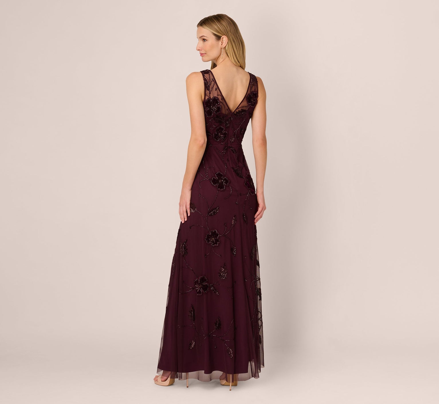 V-Neck Floor-Length Chiffon Occasion A-Line Adrianna Papell AP1E212303