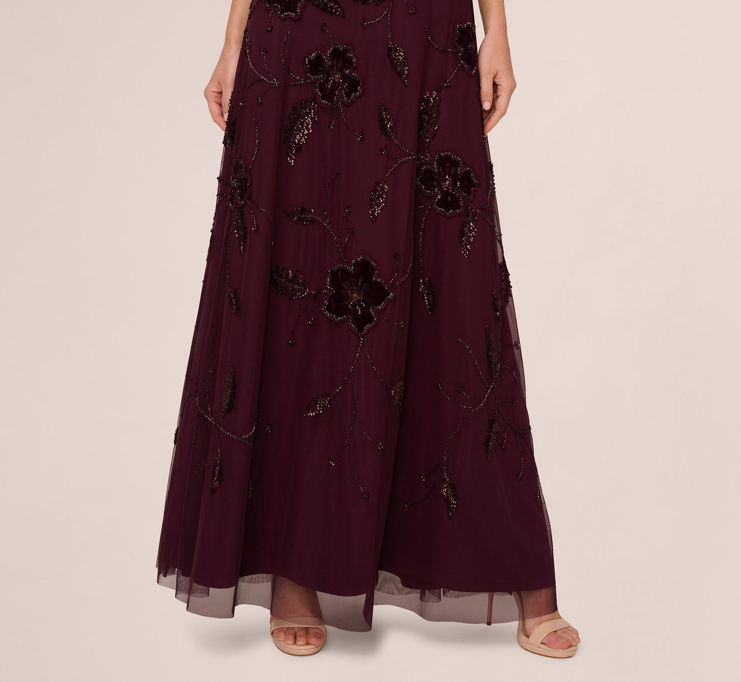 V-Neck Floor-Length Chiffon Occasion A-Line Adrianna Papell AP1E212303