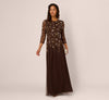 Crew High-Neck Floor-Length Tulle Formal A-Line Adrianna Papell AP1E212306