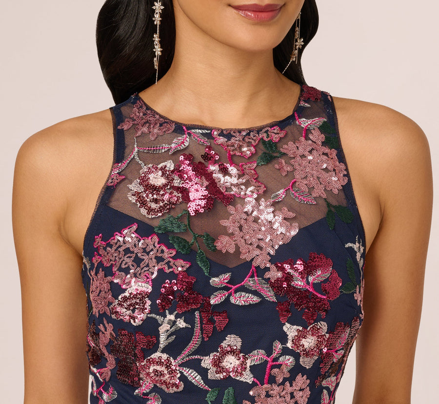 Halter Midi Mesh Formal A-Line Dress by Adrianna Papell AP1E212382