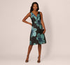 V-Neck Knee-Length Satin Occasion A-Line Adrianna Papell AP1E212546