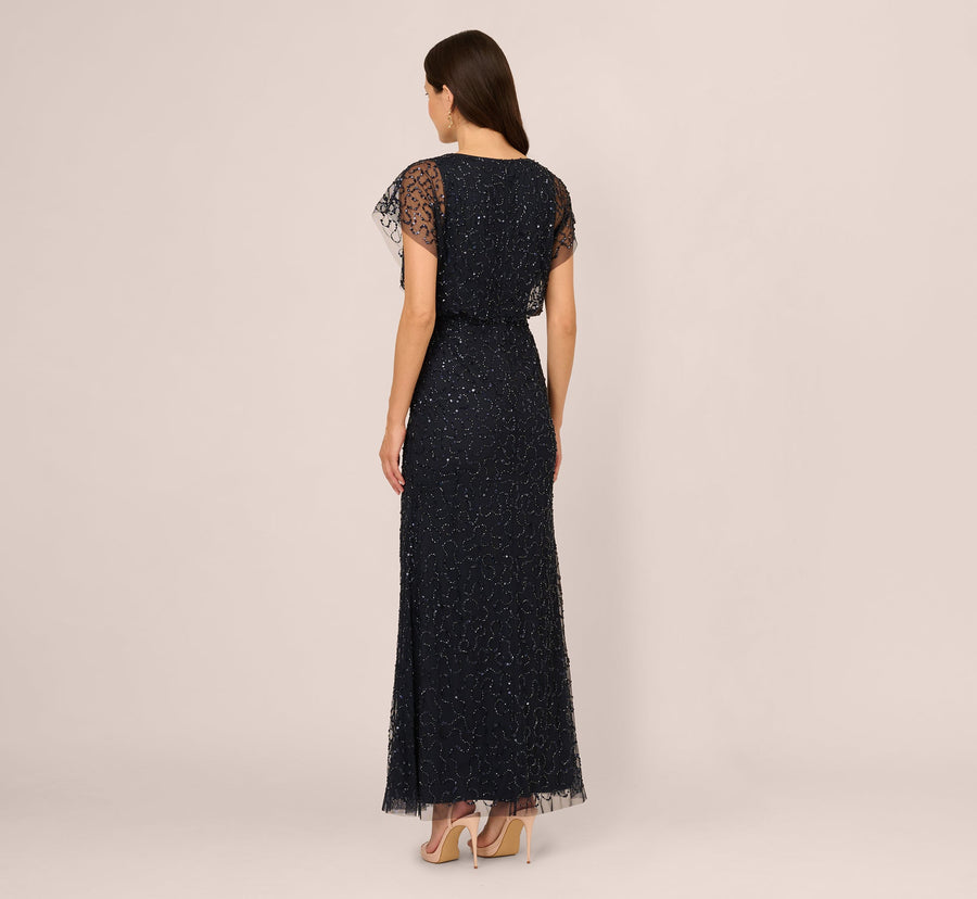 Illusion Floor-Length Mesh Formal Sheath Gown Adrianna Papell AP1E212565