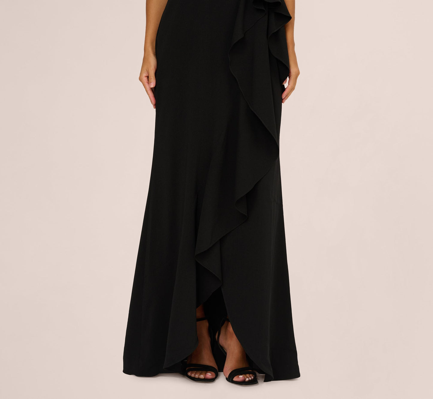 Black Adrianna Papell AP1E212614 Sweetheart Long Sequin Prom Dress Side Slit Gown