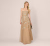 Strapless Curved Neck Floor-Length Tulle Formal A-Line Adrianna Papell AP1E212673