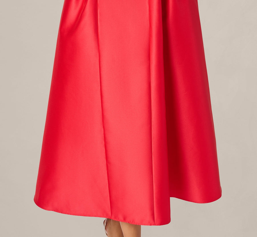 Square Midi Satin Occasion A-Line Dress Adrianna Papell AP1E212799