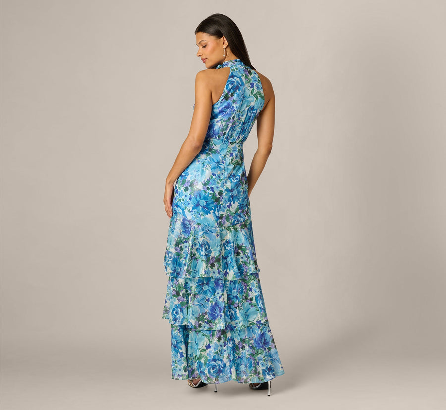Halter Floor-Length Satin Occasion Fit & Flare Adrianna Papell AP1E212923