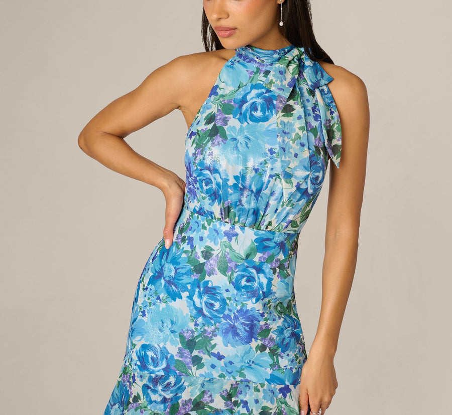 Halter Floor-Length Satin Occasion Fit & Flare Adrianna Papell AP1E212923
