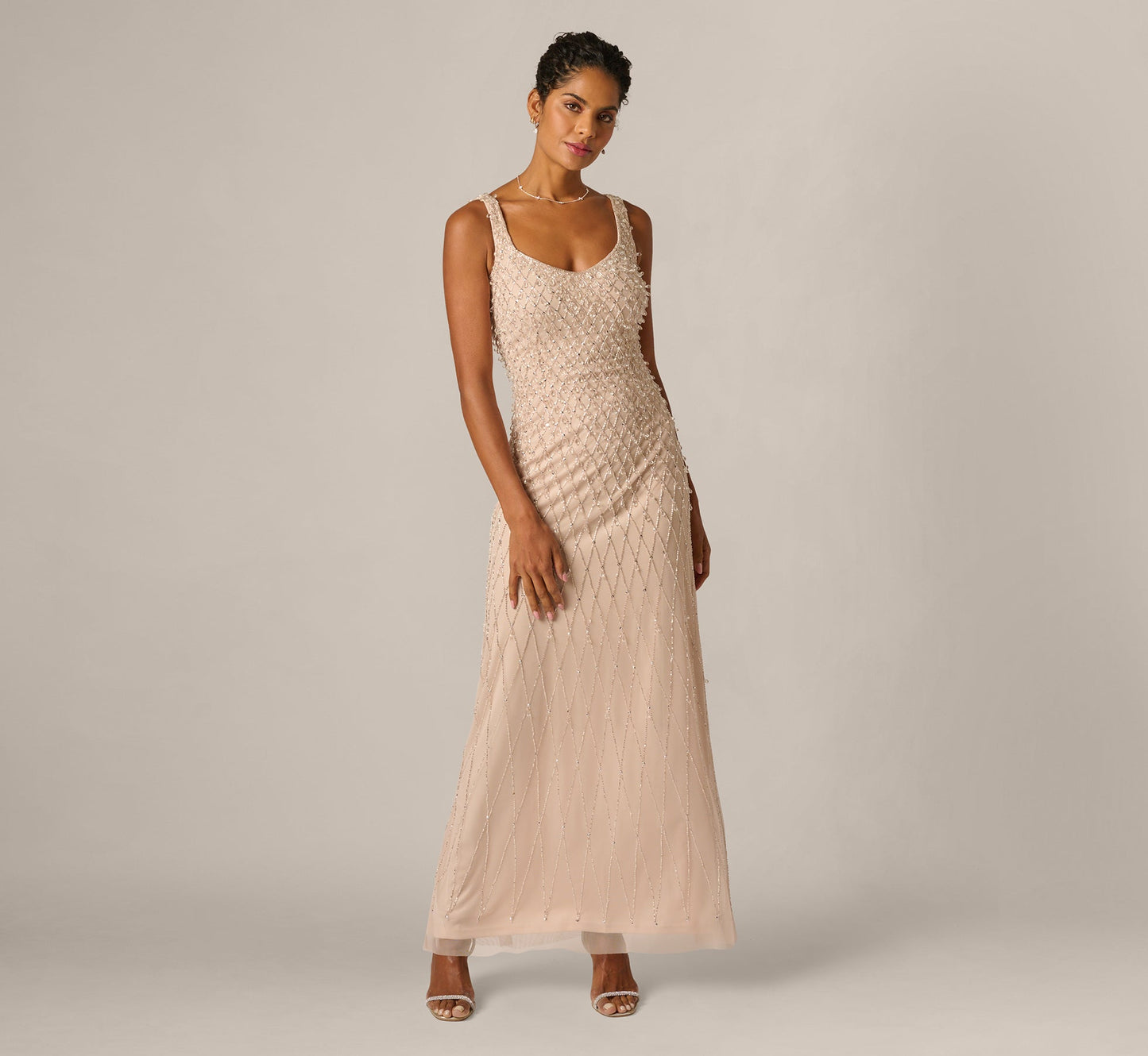 Adrianna Papell AP1E213105 Long Beaded Mermaid Dress