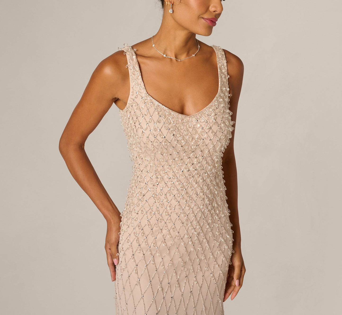 Adrianna Papell AP1E213105 Long Beaded Mermaid Dress