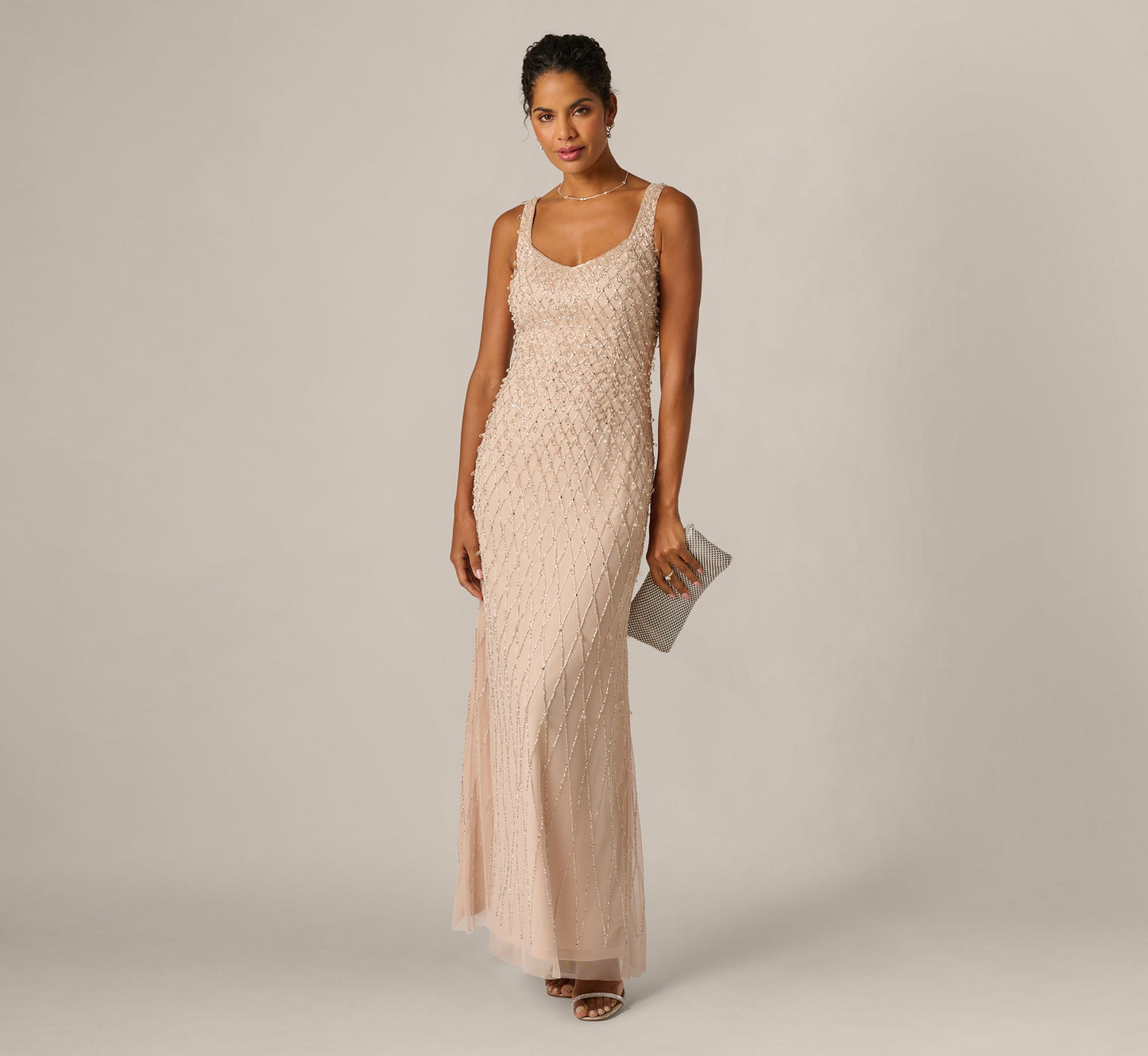 Adrianna Papell AP1E213105 Long Beaded Mermaid Dress