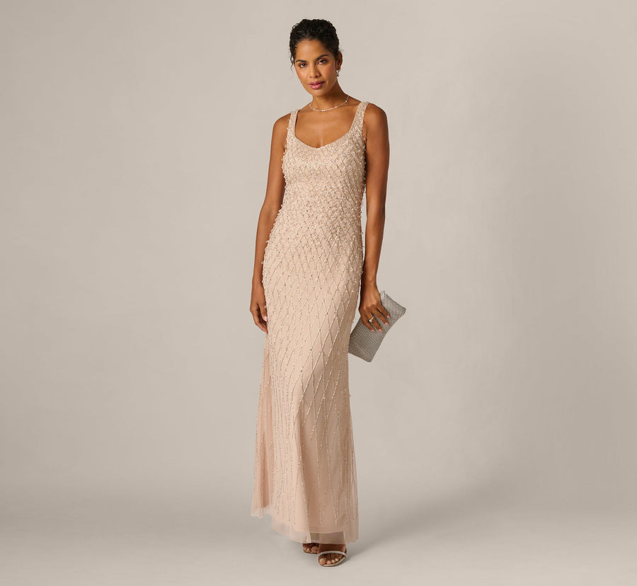 Adrianna Papell AP1E213105 Long Beaded Mermaid Dress