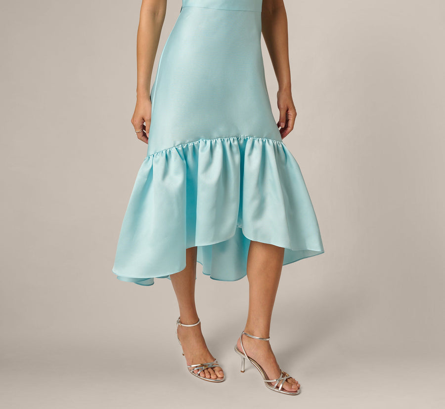 V-Neck High-Low Satin Occasion Fit & Flare Adrianna Papell AP1E213117