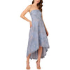 Blue Cloud Aidan Mattox MD1E209554 Strapless High-Low Mesh Cocktail Floral Dress