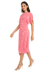 Flutter Sleeve Burnout Midi Dress Maggy London G5966M Rose