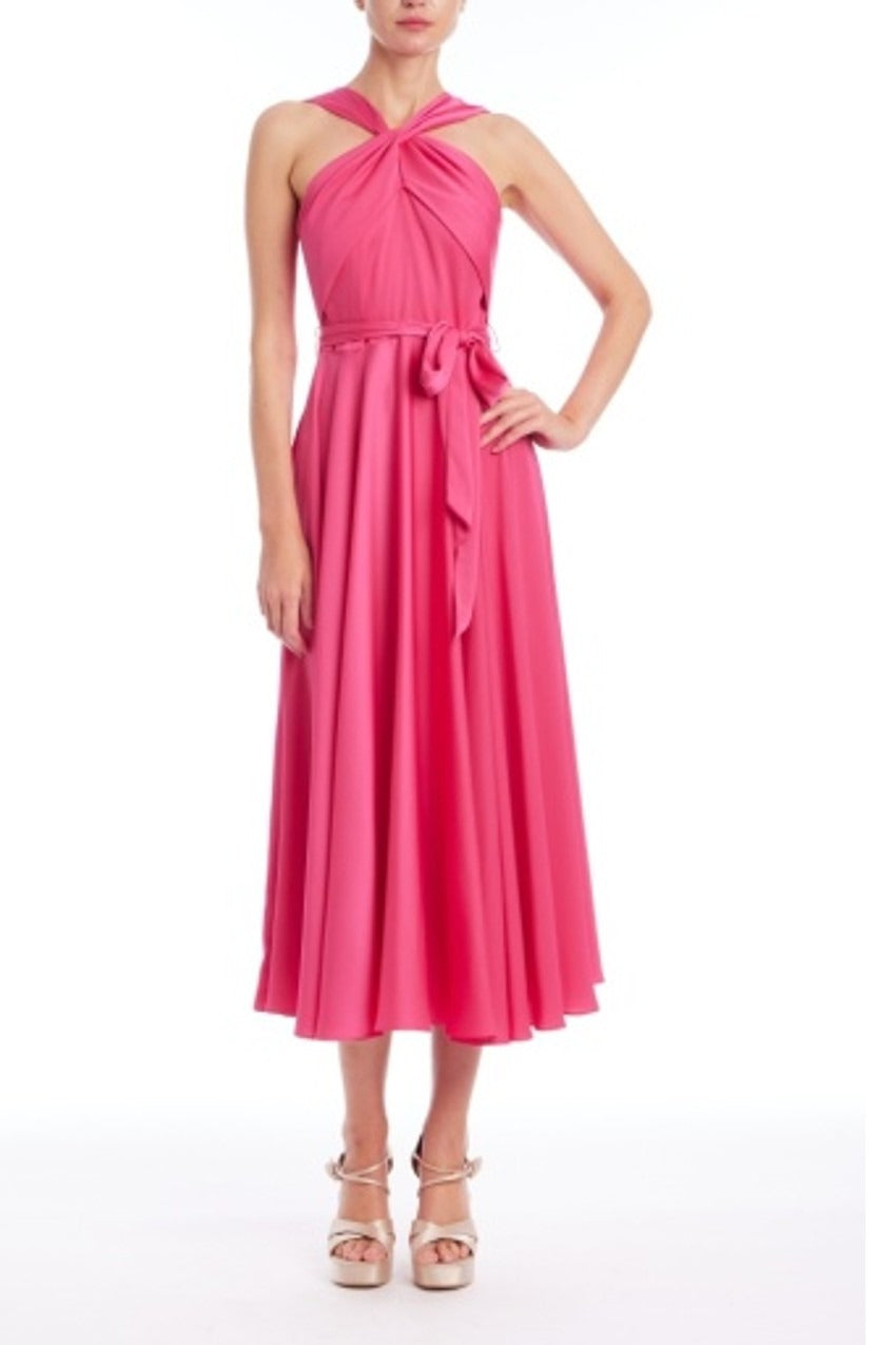 Twisted Satin Halter Midi Dress Badgley Mischka BSD9082 Wholesale