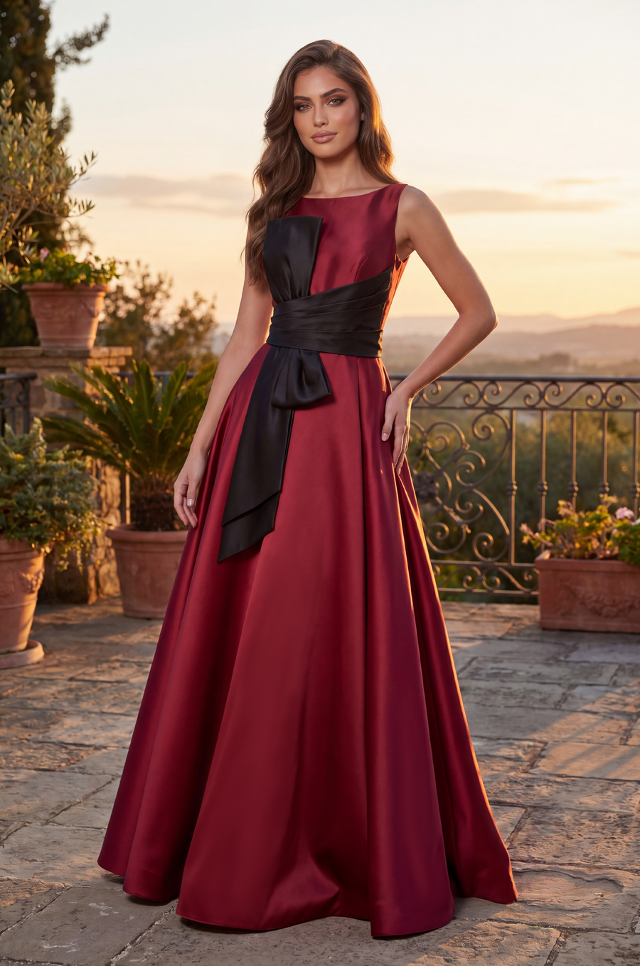 Long Formal Ball Gown with Statement Bow Wholesale