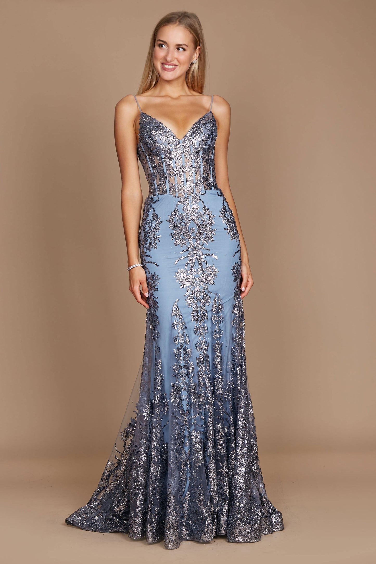 Fitted Corset Long Formal Prom Dress Wholesale