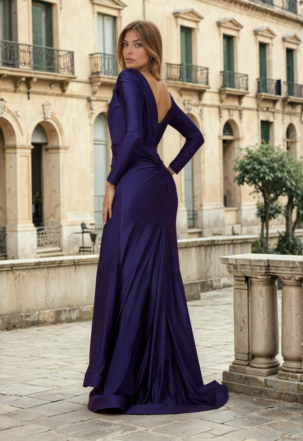 Long Sleeve Formal Fitted Evening Dress Wholesale