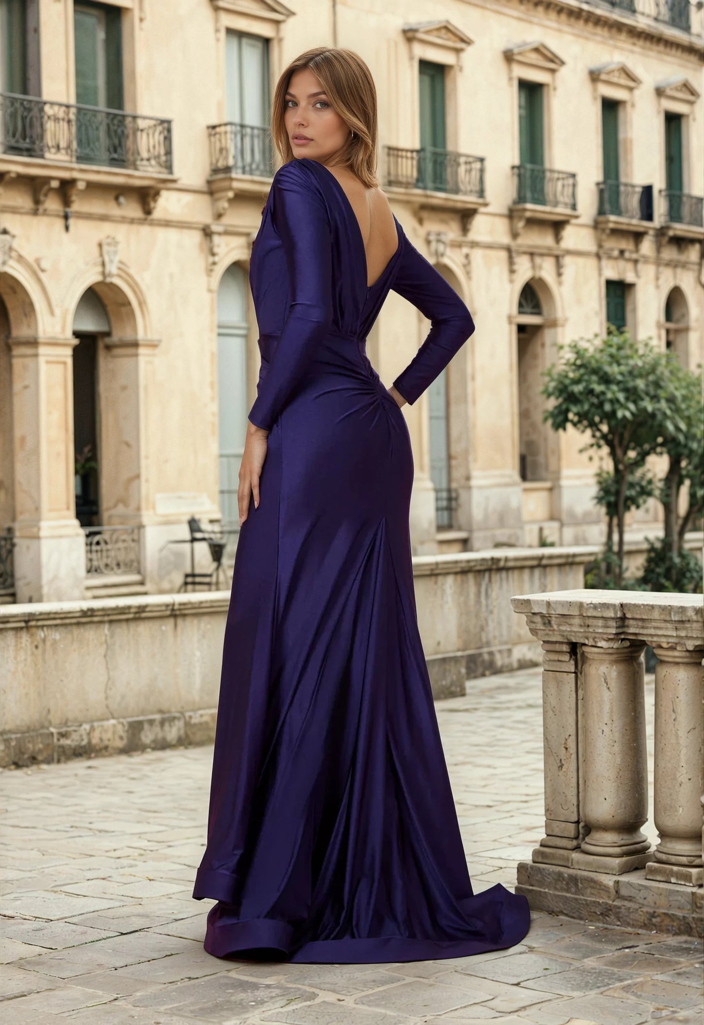 Long Sleeve Formal Fitted Evening Dress Wholesale