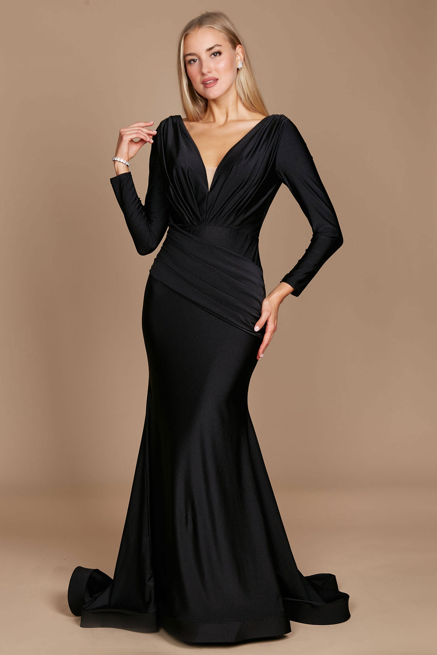 Long Sleeve Formal Fitted Evening Dress Wholesale