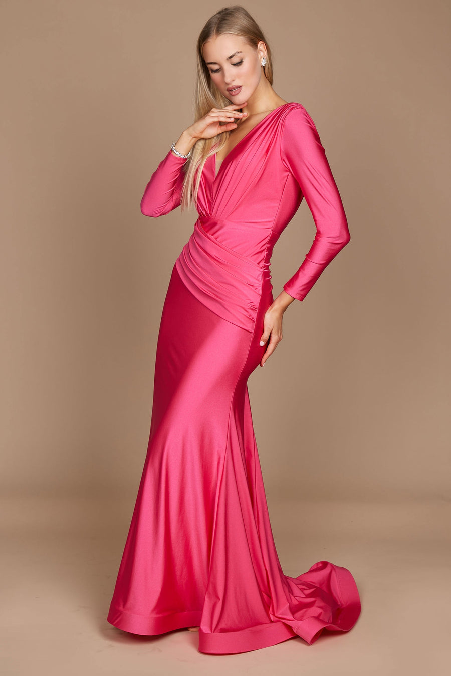Long Sleeve Formal Fitted Evening Dress Wholesale