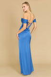 Formal Dresses Corset Satin Formal Evening Dress Blue