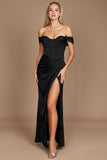 Formal Dresses Corset Satin Formal Evening Dress Black