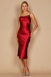 Cowl Neck Satin Midi Formal Cocktail Dress Wholesale