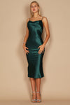 Cowl Neck Satin Midi Formal Cocktail Dress Wholesale