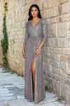Long Sleeve Sequin Formal Hand Beaded Dress Wholesale