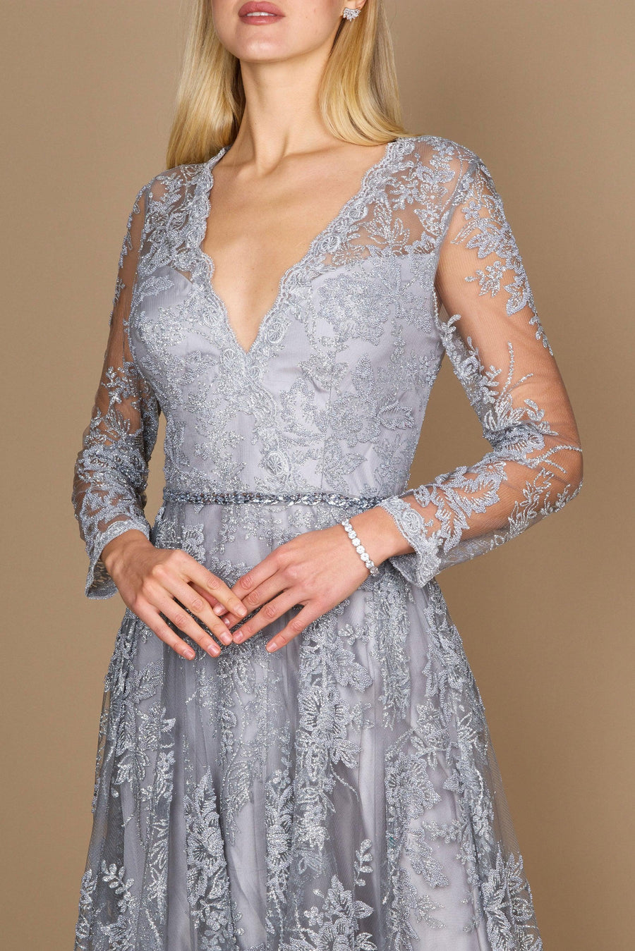 Formal Dresses Long Sleeve Formal Dress Evening Gown Charcoal