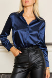 Formal Satin Long Sleeve Button Down Blouses Top Wholesale