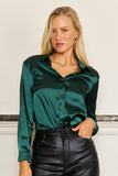 Formal Satin Long Sleeve Button Down Blouses Top Wholesale