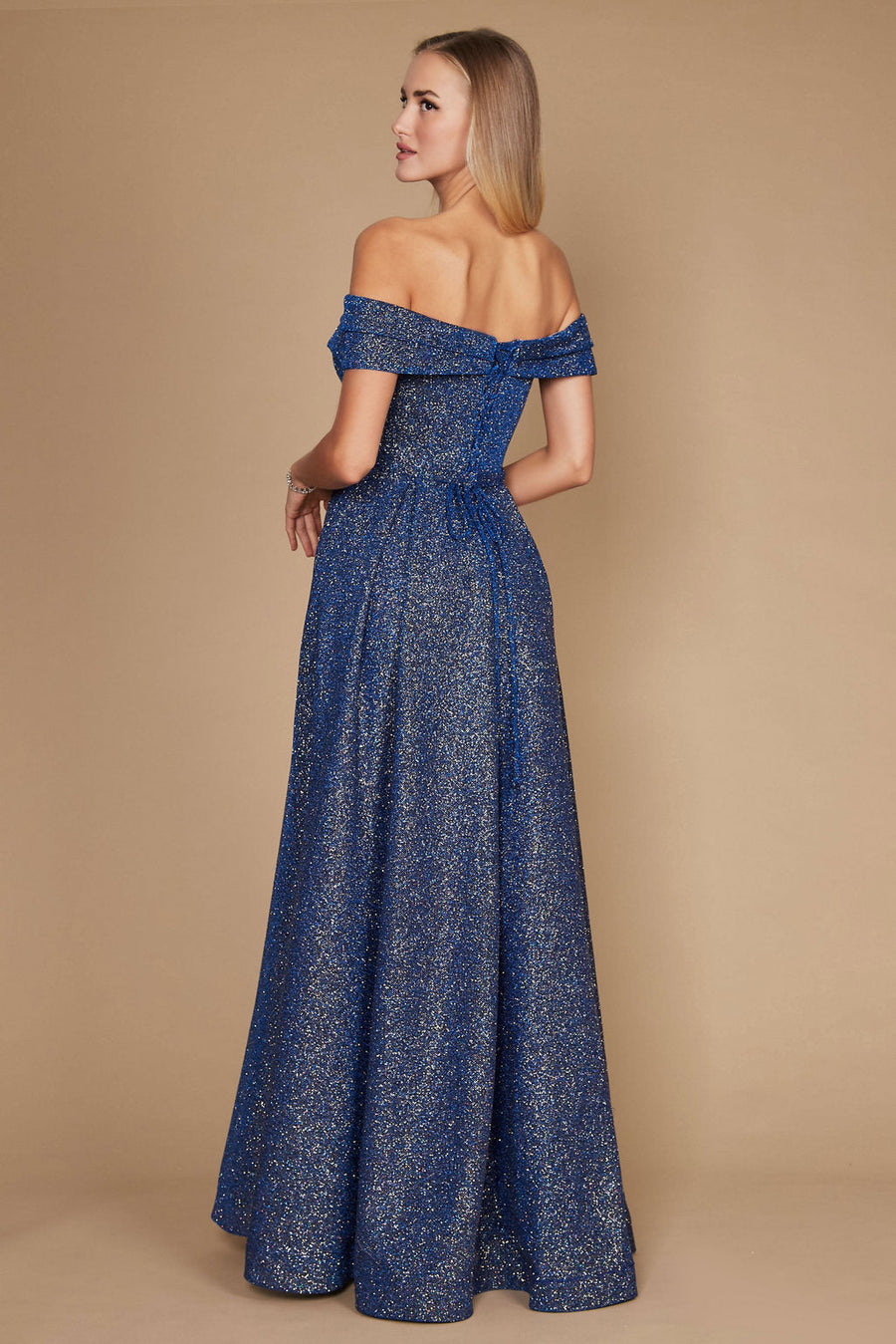 Long Off Shoulder Glitter Prom Dress Wholesale